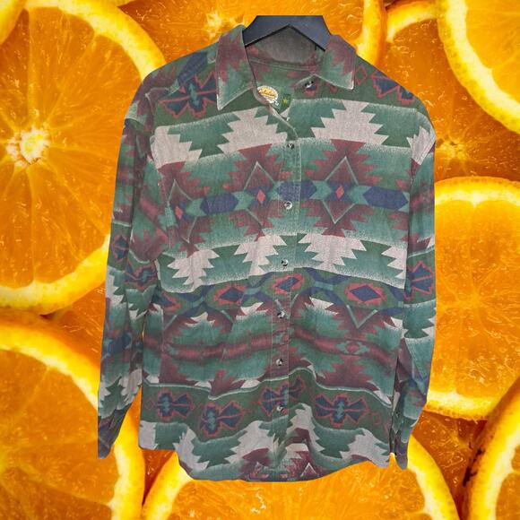 Cabela's Aztec Design‎ 100% Cotton Button Up Shirt Size Large - Picture 4 of 5
